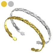 【ペア販売】 ハワイアン リーフ ペアバングル ハワイアンジュエリー風 シルバー925 アクセサリー [シルバーブレスレット]