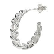 ダブル スパイラル フープピアス メンズ レディース シルバー925 アクセサリー ツイスト フープ ピアス ねじり ひねり [シルバーピアス] 片耳用 (1個売り)