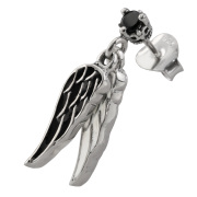 ダブル ウイング ドロップ ピアス メンズ シルバー アクセサリー 男性 [シルバーピアス] 片耳用(1個売り)