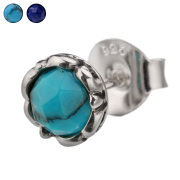 カッティング ストーン ラウンド スタッドピアス シルバー ピアス メンズ 男性 ターコイズ ラピスラズリ [シルバーピアス] 片耳用(1個売り)