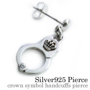 クラウン シンボルハンドカフス ピアス メンズ シルバー アクセサリー 男性 ミニチュア [シルバーピアス] 片耳用(1個売り)