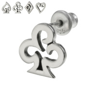 トランプ フレーム ピアス メンズ シルバー925 アクセサリー スタッド シンプル スペード ハート ダイヤ クローバー クラブ [シルバーピアス] 片耳用 (1個売り)