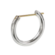 16mm K18ゴールドポスト フープ ピアス メンズ ピアス シルバー アクセサリー 男性 ユニセックス ゴールド [シルバーピアス] 片耳用(1個売り)