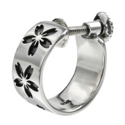 ワイド サクラ イヤリング メンズ レディース シルバー925 アクセサリー ネジ式 スクリュー ノンホール ピアス穴不要 桜 さくら [シルバーピアス] 片耳用 (1個売り)