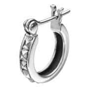 スクエア スタッズ ライン フープピアス 遮断式 メンズ シルバー アクセサリー 男性 鋲 [シルバーピアス] 片耳用(1個売り)