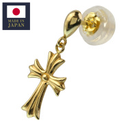 K18 ゴールド クロス ドロップ ピアス メンズ 18金 アクセサリー 男性 十字架 片耳用(1個売り)