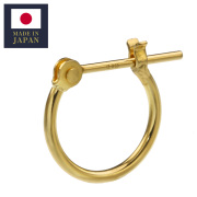 K18 ゴールド クロッシング フープ ピアス メンズ 18金 アクセサリー 男性 遮断式 片耳用(1個売り)