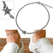 スタッズ スター 喜平 チェーン アンクレット メンズ 星 シルバー