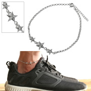 トリプル スター ロール チェーン アンクレット 星 シルバー