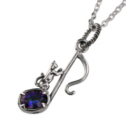 ミスティッククオーツ ノート ＆ キャット ペンダント ≪トップのみ≫ メンズ ネックレス シルバー アクセサリー 猫 音符 [シルバーペンダント]