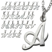 筆記体 アルファベット ペンダント ≪トップのみ≫ メンズ レディース ネックレス シルバー アクセサリー イニシャル [シルバーペンダント]