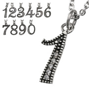 ジルコニア ドットライン ナンバー ペンダント ≪トップのみ≫ メンズ ネックレス シルバー アクセサリー 数字 [シルバーペンダント]