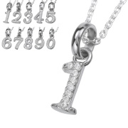 ミニ ジルコニア ナンバー ペンダント ≪トップのみ≫ メンズ レディース ネックレス シルバー アクセサリー 数字 [シルバーペンダント]