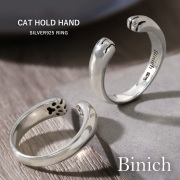 キャット ホールド ハンド リング シルバー アクセサリー リング 指輪 シルバー925 猫 ねこ ネコ 猫の手 肉球 フリーサイズ [シルバーリング]