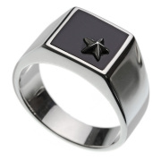 スター オン ブラック リング 印台 メンズ 星 指輪 [シルバーリング]