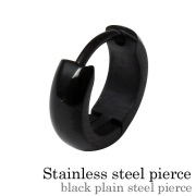 ≪直径10mm×幅3mm≫甲丸型 ブラックスチール フープ ピアス ステンレス アクセサリー メンズ 男性 [ステンレスピアス] 片耳用(1個売り)