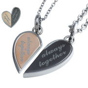 【ペア販売】ハート ペア ペンダント セット～always together～ チェーン付き [ステンレスペンダント]