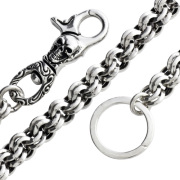スカル クリップダブル リング ウォレットチェーン シルバー アクセサリー [シルバーウォレットチェーン]