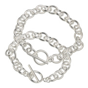 【 ペア 販売 】 8.5mm Tバー チェーン ペア ブレスレット メンズ レディース  アクセサリー[シルバーブレスレット]