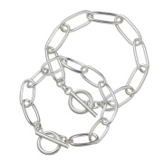 【 ペア 販売 】 楕円 チェーン Tバー  ペア ブレスレット メンズ レディース  アクセサリー[シルバーブレスレット]