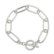楕円 チェーン Tバー ブレスレット シルバー925 アクセサリー ブレスレット メンズ レディース[シルバーブレスレット]