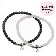 【ペア販売】SHUMAIL (シュメール) ブランド カットストーンイニシャル ペア ブレスレット オニキス ローズクォーツ