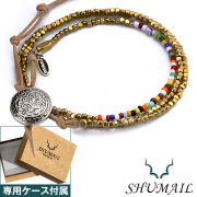 SHUMAIL (シュメール) ブランド 3重巻きゴールド＆カラフルビーズ ブレスレット