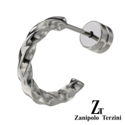 zanipolo terzini(ザニポロタルツィーニ) スクリュー ハーフ フープ ステンレス ピアス フープピアス メンズ 男性 アクセサリー [ステンレスピアス] 片耳用(1個売り)