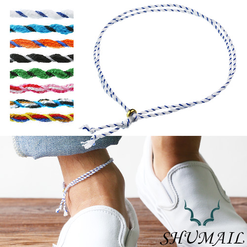 SHUMAIL (シュメール) ブランド カラー ストライプ コード アンクレット (全8色) メンズ レディース