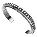 カット ライン ハーフ ラウンド バングル シルバー アクセサリー ネイティブ系 [シルバーブレスレット]