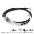 クロス ソードブラックスピネル ブレスレット 天然石 シルバー アクセサリー