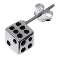 ミディアム ダイス スタッド ピアス メンズ シルバー アクセサリー 男性 サイコロ ミニチュア [シルバーピアス] 片耳用(1個売り)