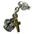 クラウン ゴールド クロス ピアス メンズ シルバー アクセサリー 男性 [シルバーピアス] 片耳用(1個売り)