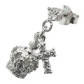 ジルコニア クロス クラウン ピアス シルバー アクセサリー [シルバーピアス] 片耳用(1個売り)