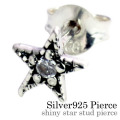 シャイニー スター スタッド ピアス メンズ シルバー アクセサリー 男性 [シルバーピアス] 片耳用(1個売り)
