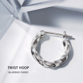 ツイスト フープ ピアス メンズ シルバー アクセサリー 男性 フープピアス 遮断式 シンプル [シルバーピアス] 片耳用(1個売り)