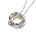 トリニティ リング ペンダント (ピンクシルバー) 1mm喜平チェーンセット メンズ レディース ネックレス シルバー アクセサリー 925 [シルバーペンダント]