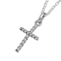シンプル ツイスト クロス ペンダント ≪2mmアズキチェーン≫ メンズ ネックレス シルバー アクセサリー 十字架 [シルバーペンダント]