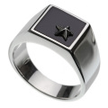 スター オン ブラック リング 印台 メンズ 星 指輪 [シルバーリング]