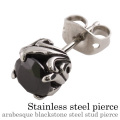 アラベスクブラックストーンスチール スタッド ピアス スタッド ピアス メンズ 男性 [ステンレスピアス] 片耳用(1個売り)