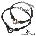 【ペア販売】zanipolo terzini (ザニポロタルツィーニ) ヘキサゴン ジルコニア レザー ブレスレット ステンレス アクセサリー [ステンレスブレスレット] [レザー]