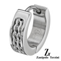 zanipolo terzini(ザニポロタルツィーニ) ハーフ ロープ デザイン フープ ピアス [ステンレスピアス] フープピアス メンズ 男性 アクセサリー 片耳用(1個売り)