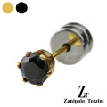 zanipolo terzini(ザニポロタルツィーニ) 4mm ブラック ジルコニア スタッド ピアス [ステンレスピアス] スタッドピアス メンズ 男性 アクセサリー 片耳用(1個売り)