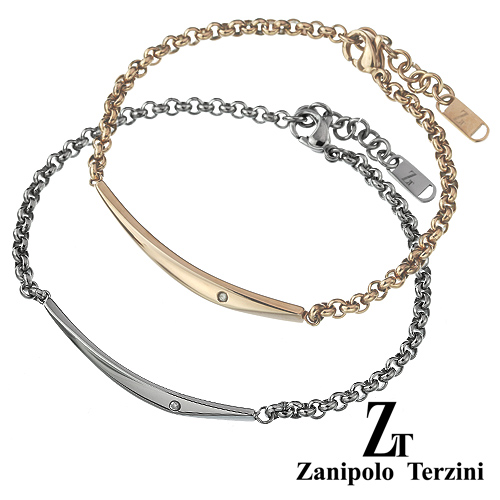 【ペア販売】zanipolo terzini (ザニポロタルツィーニ) ダイヤモンドクレセント ペア ブレスレット ステンレス アクセサリー [ステンレスブレスレット]