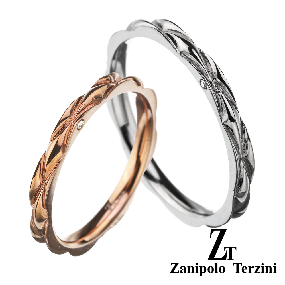 【ペア販売】zanipolo terzini (ザニポロタルツィーニ) ダイヤモンド ウェーブ ペアリング ステンレス アクセサリー [ステンレスリング] リング