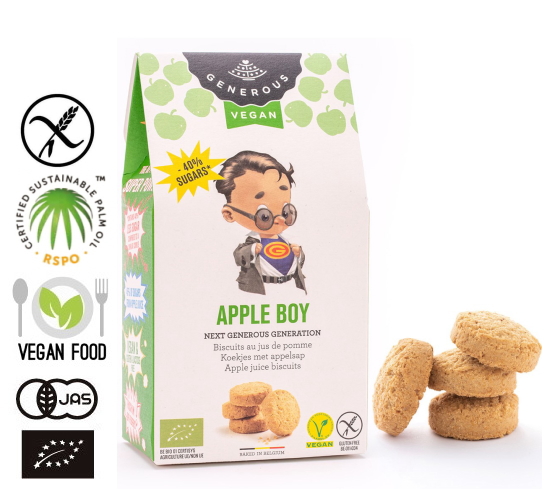 有機JAS認証 グルテンフリー クッキー （アップルボーイ）Martin Matin（GENEROUS オーガニック クッキー）[100g]ベルギー産《常温便》