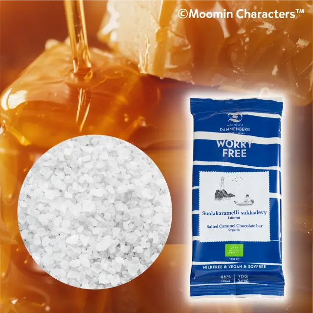 有機JAS認証 ムーミン 有機ソルトキャラメルチョコレート カカオ46