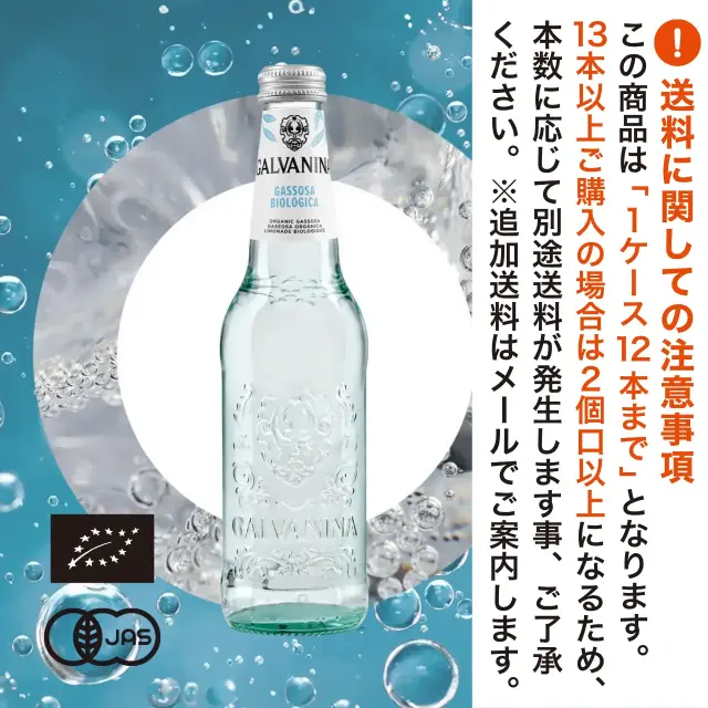有機JAS認証 ビオ ガソーザ（クラッシックサイダー） ガルバニーナ（GALVANINA BIO オーガニック ソーダ）[355ml]イタリア産《常温便》
