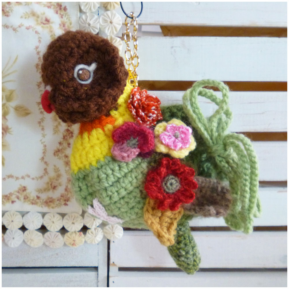 【あにまるめいと】★編み巾着/ボタン・キエリ