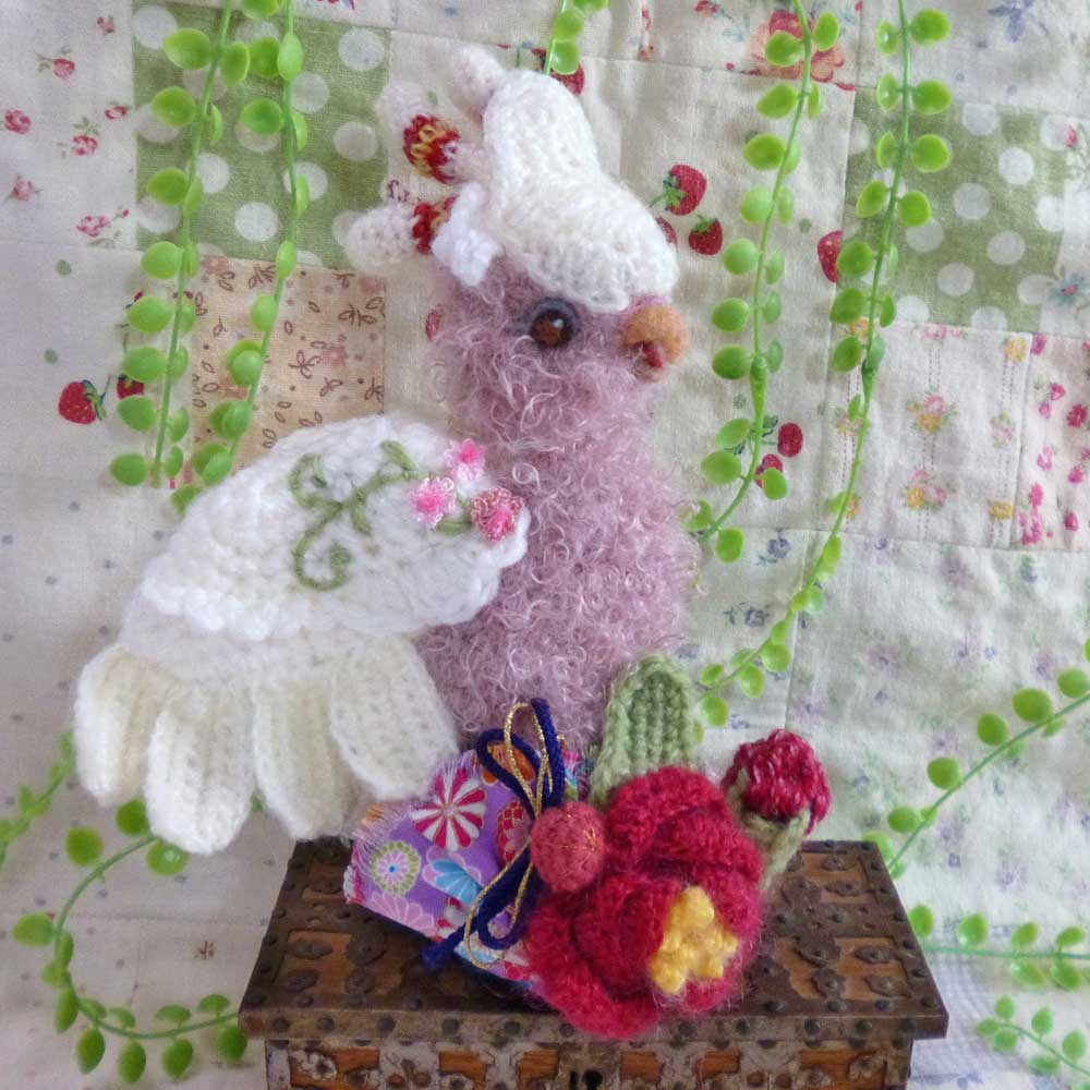 【あにまるめいと】★編み和風飾り／クルマサカオウム